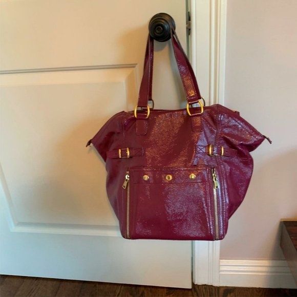 Yves Saint Laurent Large Downtown Plum Patent Bag - Picture 8 of 8